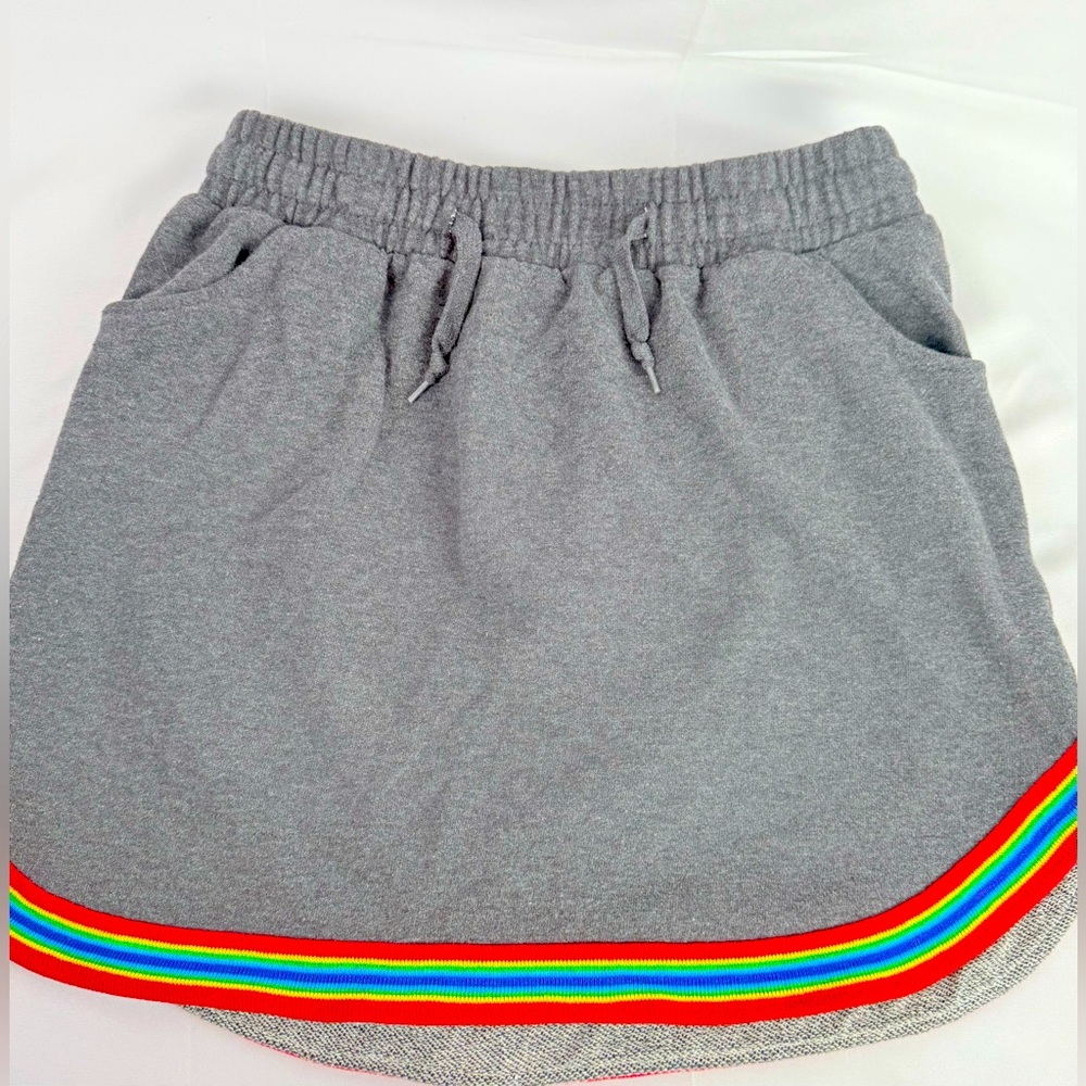 Hot‎ Topic Grey Rainbow Stripe Dolphin Skirt Pockets Women’s Medium Gray Pull On